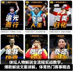 体坛人物解说全流程实战教学，爆款解说文案讲解，体育热门赛事精选-理想项目库