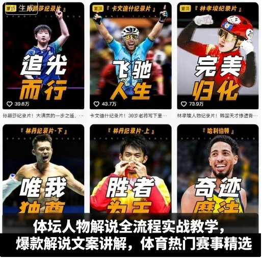 体坛人物解说全流程实战教学，爆款解说文案讲解，体育热门赛事精选-理想项目库