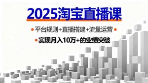 2025淘宝直播课，平台规则+直播搭建+流量运营，首播GMV破3万-理想项目库