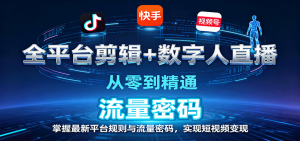 全平台剪辑+数字人直播，从零到精通，掌握最新平台规则与流量密码，实现短视频变现-理想项目库