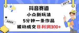 抖音赛道：小众新玩法，5分钟一条作品，被动成交，日利润3张-理想项目库