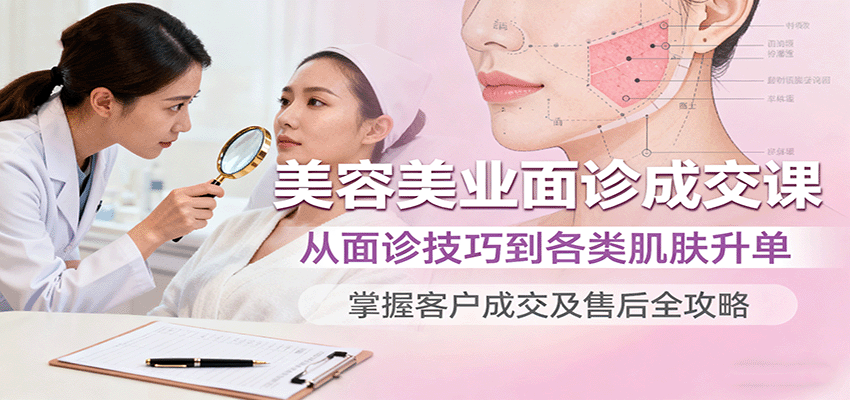 美容美业面诊成交课,从面诊技巧到各类肌肤升单,掌握客户成交及售后全攻略-理想项目库