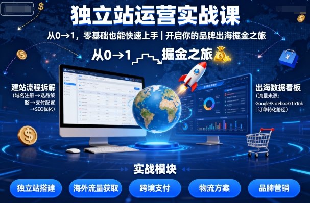 独立站运营实战课，从0到1，零基础也能快速上手，开启你的品牌出海掘金之旅-理想项目库