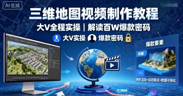 三维地图视频制作教程，大V全程实操，解读百W爆款密码-理想项目库