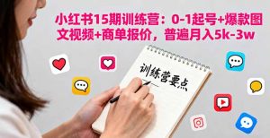 小红书15期训练营：0-1起号+爆款图文视频+商单报价，普遍月入5k-3w-理想项目库