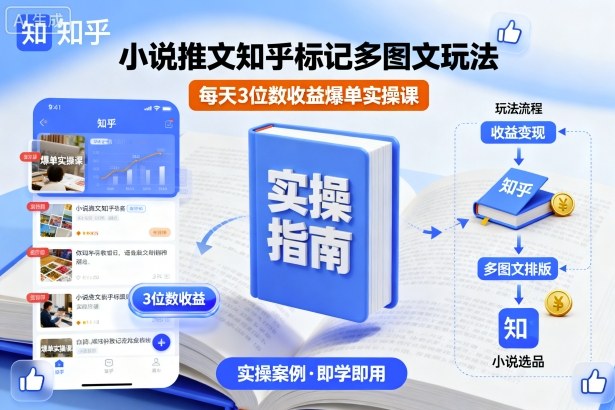 小说推文知乎标记多图文玩法，每天3位数收益爆单实操课-理想项目库