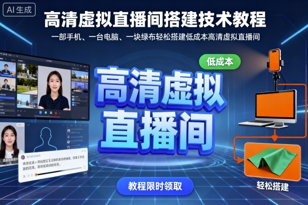 高清虚拟直播间搭建技术教程，一部手机、一台电脑、一块绿布轻松搭建低成本高清虚拟直播间-理想项目库
