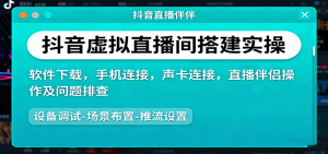 抖音虚拟直播间搭建实操、软件下载,手机连接,声卡连接,直播伴侣操作及问题排查-理想项目库