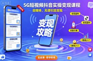 5G短视频抖音实操变现课程,自媒体,无谓引流变现-理想项目库