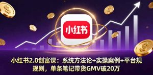 小红书2.0创富课:系统方法论+实操案例+平台规则,单条笔记带货GMV破20万-理想项目库