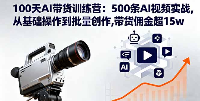 100天AI带货训练营：500条AI视频实战,从基础操作到批量创作,带货佣金超15w-理想项目库