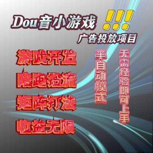 抖音小游戏广告推广项目,2025最新实测落地,单日收益300+-理想项目库