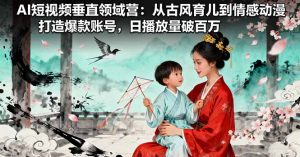 AI短视频垂直领域营:从古风育儿到情感动漫,打造爆款账号,日播放量破百万-理想项目库