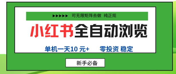 小红书全自动浏览项目，零投资，全程手机去跑，单账号一天10米+，可无限矩阵去做【揭秘】-理想项目库