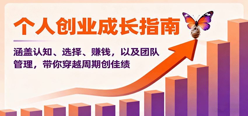 个人创业成长指南：涵盖认知、选择、赚钱，以及团队管理，带你穿越周期创佳绩-理想项目库