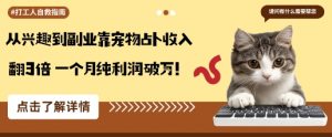 从兴趣到副业靠宠物占卜收入翻3倍一个月纯利润破W-理想项目库