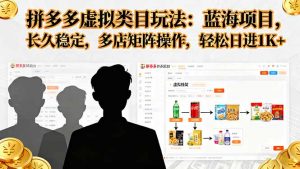拼多多虚拟类目玩法,蓝海项目,长久稳定,多店矩阵操作,轻松日进1K+-理想项目库
