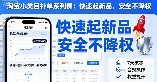 淘宝小类目补单系列课，快速起新品，安全不降权-理想项目库