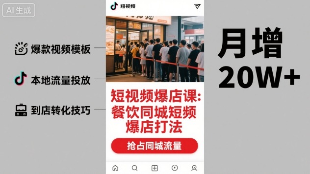 短视频爆店课，餐饮同城短视频爆店打法-理想项目库