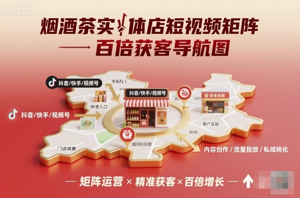 烟酒茶实体店短视频矩阵百倍获客导航图-理想项目库