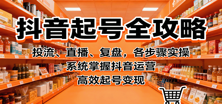 抖音起号全攻略，投流、直播、复盘，各步骤实操，系统掌握抖音运营，高效起号变现-理想项目库