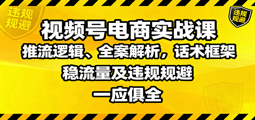 视频号电商实战课：推流逻辑、全案解析，话术框架，稳流量及违规规避等-理想项目库