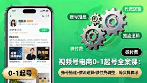 视频号电商0-1起号全案课：账号搭建+推流逻辑+微付费调整，等实操体系-理想项目库