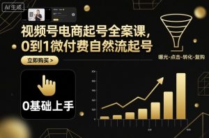 视频号电商起号全案课，0到1微付费自然流起号-理想项目库