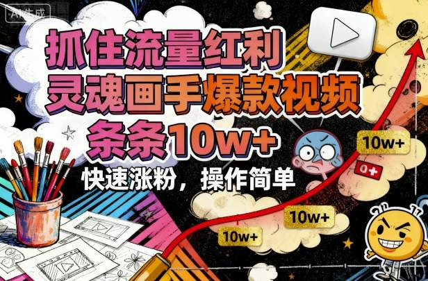 抓住流量红利，灵魂画手爆款视频，条条10w+，快速涨粉，操作简单-理想项目库