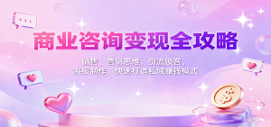 商业咨询变现全攻略:销售、营销思维,引流锁客,海报制作,快速打造私域赚钱模式-理想项目库