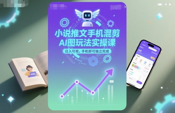 小说推文手机混剪AI图玩法实操课，日入可观，手机即可独立完成-理想项目库