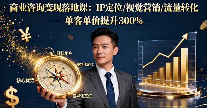 商业咨询变现落地课：IP定位/视觉营销/流量转化，单客单价提升300%-理想项目库