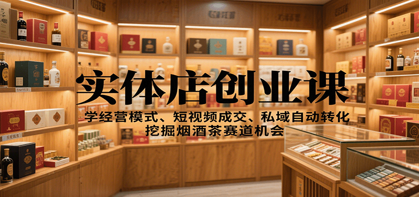 实体店创业课：学经营模式、短视频成交、私域自动转化，挖掘烟酒茶赛道机会-理想项目库