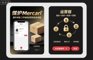 煤炉Mercari国外闲鱼二手电商运营实战全流程,仿品高利润,简单上手,闷声搞钱-理想项目库