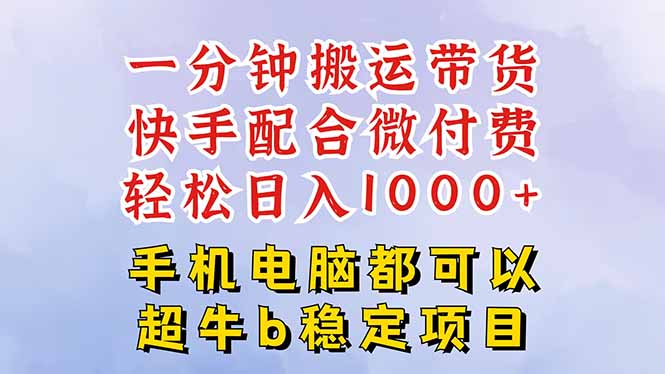 快手黑科技一分钟搬运带货，一刀不剪过原创，微付费投流玩法，轻松日入…-理想项目库