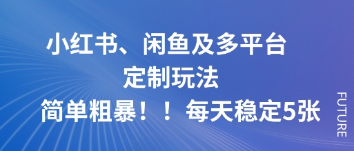 小红书、闲鱼及多平台定制玩法简单粗暴！每天稳定5张-理想项目库