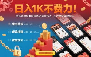 日入1K不费力!拼多多虚拟类目矩阵化运营方法,长效稳定变现路径-理想项目库