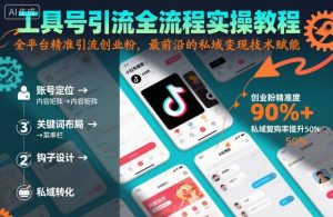 工具号引流全流程保姆级实操教程，全平台精准引流创业粉，最前沿的私域变现技术赋能-理想项目库