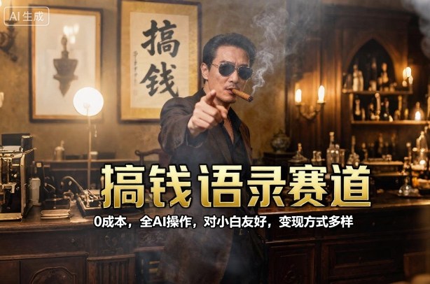 搞钱语录赛道，0成本，全AI操作，对小白友好，变现方式多样-理想项目库