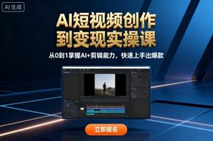 AI短视频创作到变现实操课,从0到1掌握AI+剪辑能力,快速上手出爆款(更新10月)-理想项目库