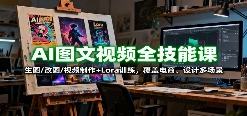 AI图文视频全技能课：生图/改图/视频制作+Lora训练，覆盖电商 、设计多场景-理想项目库