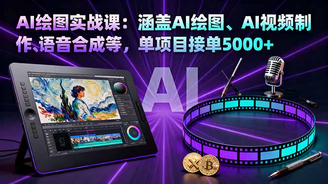 AI绘图实战课：涵盖AI绘图、AI视频制作、语音合成等，单项目接单5000+-理想项目库