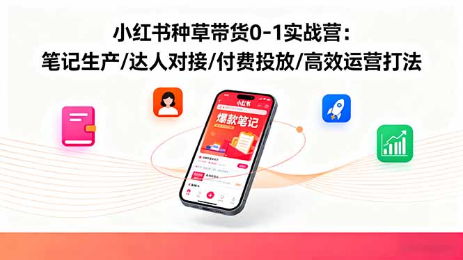 小红书种草带货0-1实战营：笔记生产/达人对接/付费投放/高效运营打法-理想项目库