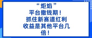 “炬焰”:平台撒钱期!抓住新赛道红利,5分钟二创内容,收益是其他平台几倍!-理想项目库
