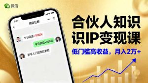 合伙人知识IP变现课,微信生态,内容创作与爆款打造,全网引流,新手月入2w+-理想项目库