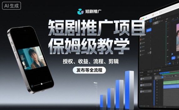 短剧推广项目保姆级教学，授权、收益、流程、剪辑，发布等全流程-理想项目库