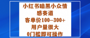 小红书暗黑小众情感赛道,客单价100-300+用户量很大,0门槛即可操作-理想项目库