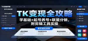TK变现全攻略:学基础+起号养号+联盟分销,附剪辑工具实操-理想项目库