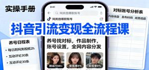 抖音引流变现全流程课:养号找对标,作品制作,账号设置,全网内容分发-理想项目库