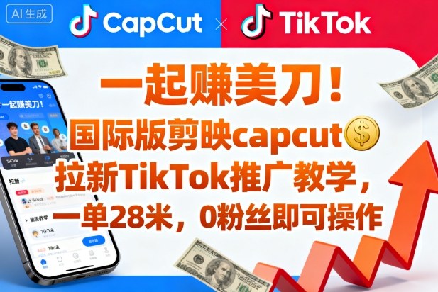 一起賺美刀！国际版剪映capcut拉新TikTok推广教学，一单28米，0粉丝即可操作(附推广入口和教学)-理想项目库